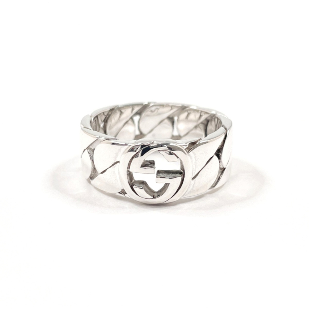 GUCCI Interlocking G Ring, Sterling Silver 925, Size 18, Men's